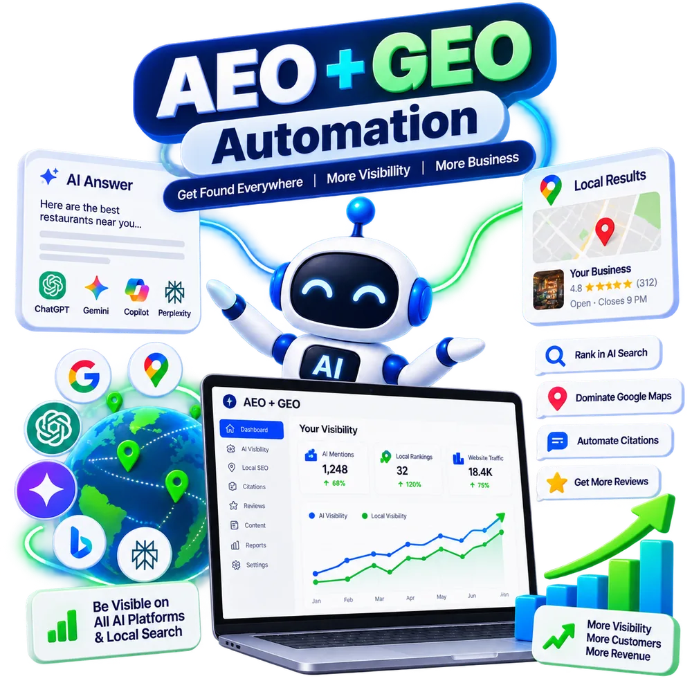 AEO + GEO AI search optimization - white-label software for agencies by MagicBolt AI