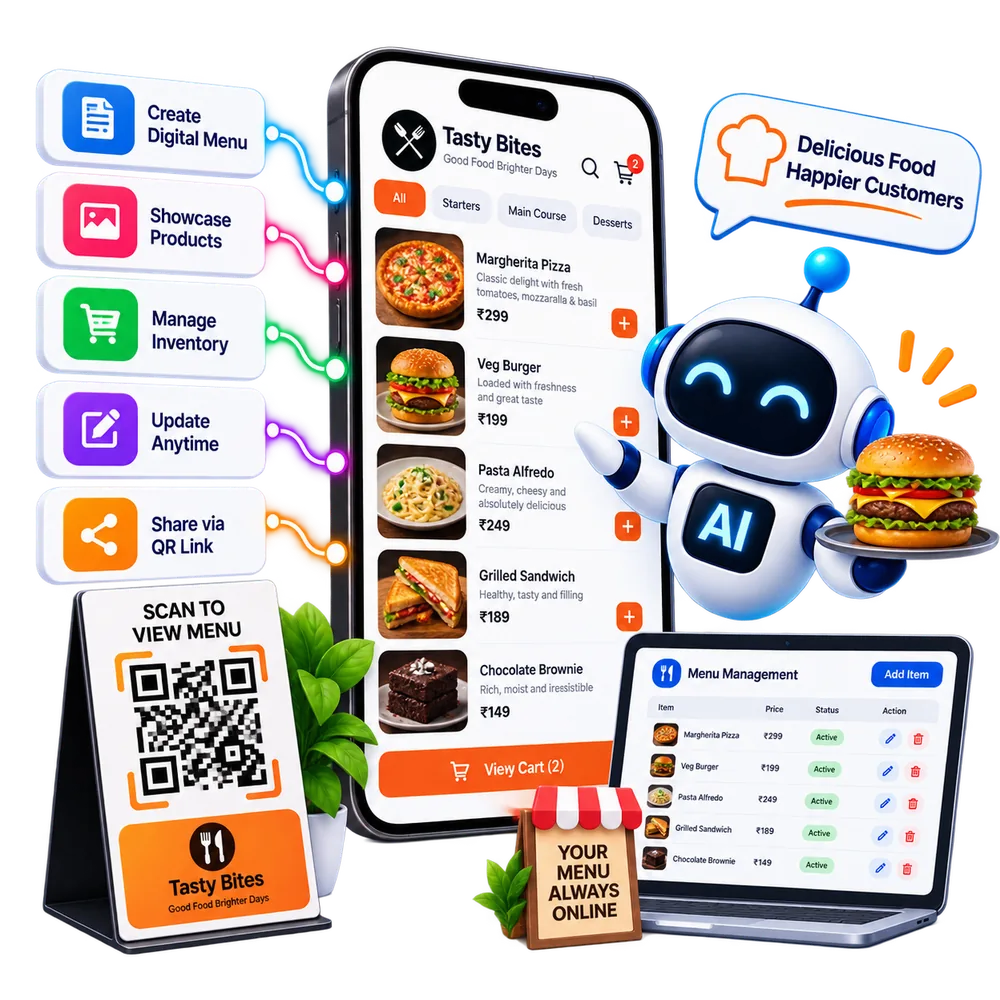 QR digital menu for restaurants - white-label software for agencies by MagicBolt AI